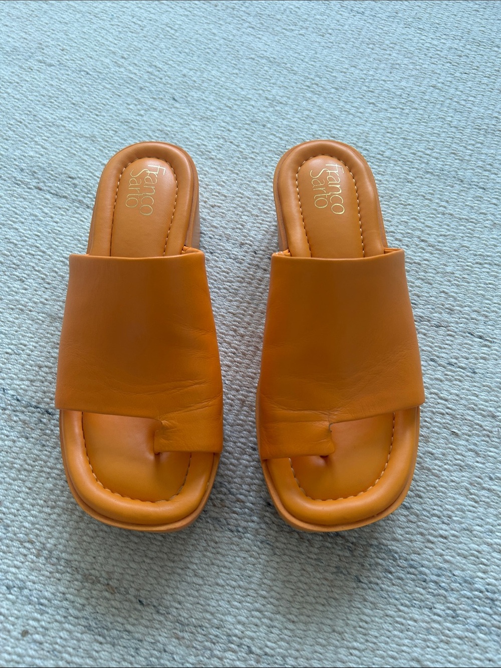 Franco Sarto Orange Leather Slide Sandals